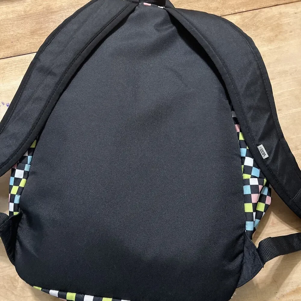 VANS BACKPACK Checkered Pattern Bookbag Multicolor Pink Blue Green Off The Wall